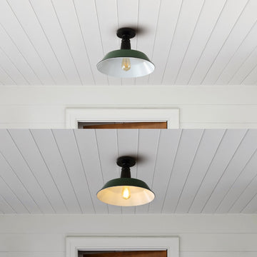 Camila 14" Classic Industrial Indoor/Outdoor Iron LED Semi Flush Mount